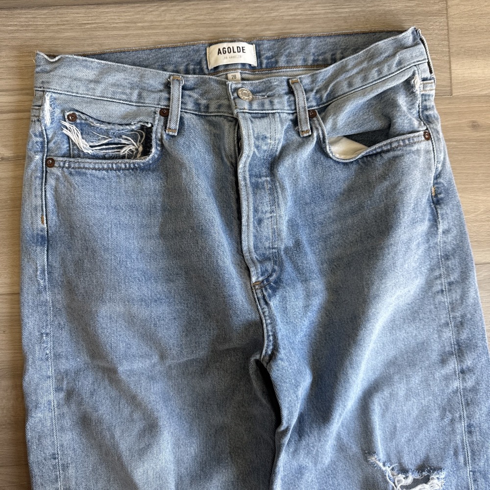 Agolde Women's High Rise Straight Blue Jeans 90s Denim Jeans Size 28 - Picture 2 of 13